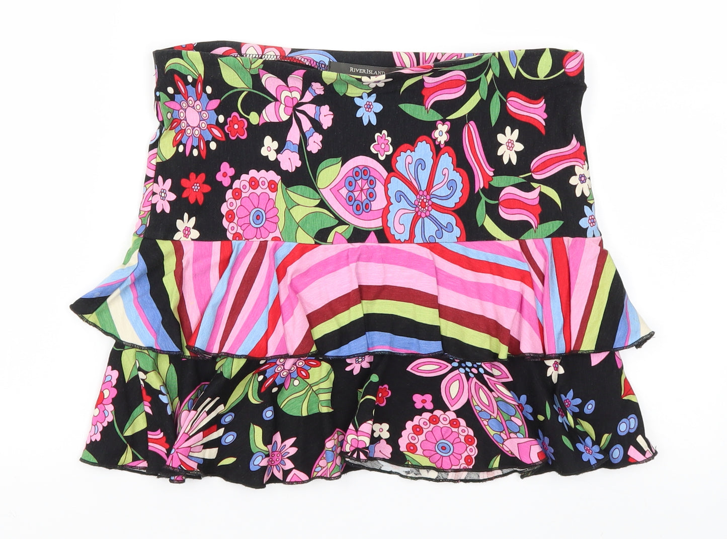 River Island Womens Multicoloured Floral  Flare Skirt Size 12  - Stretch waistband