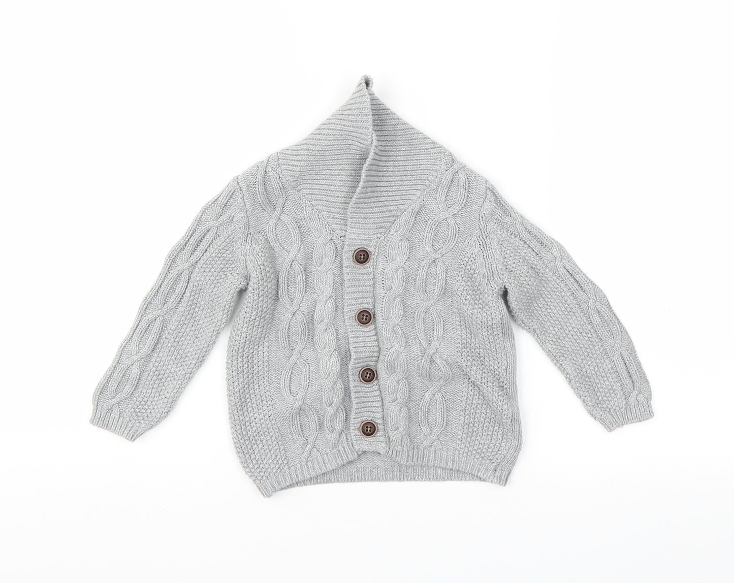 Minoti Boys Grey   Cardigan Jumper Size 12-18 Months