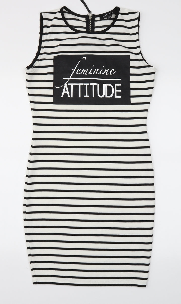 Amisu Womens Silver Striped  A-Line  Size 10
