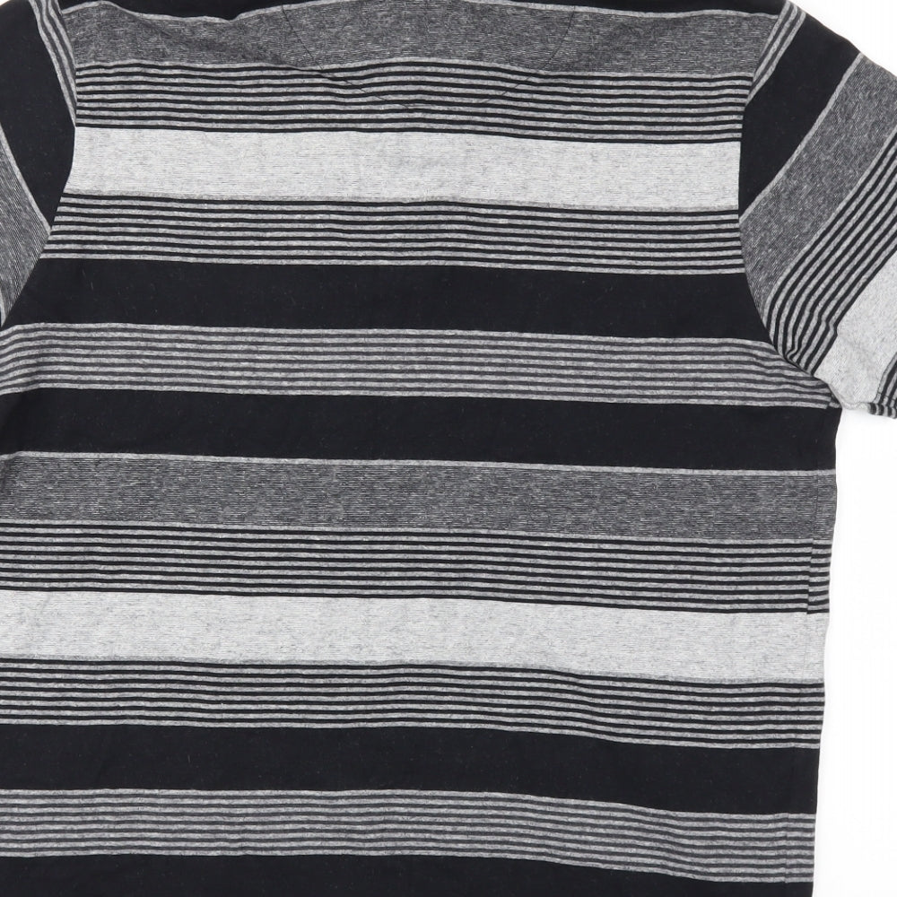George Mens Black Striped   T-Shirt Size L