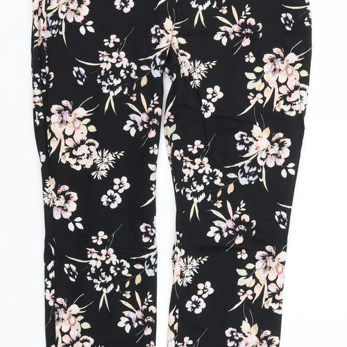 Primark Womens Black Floral  Trousers  Size 10 L26 in