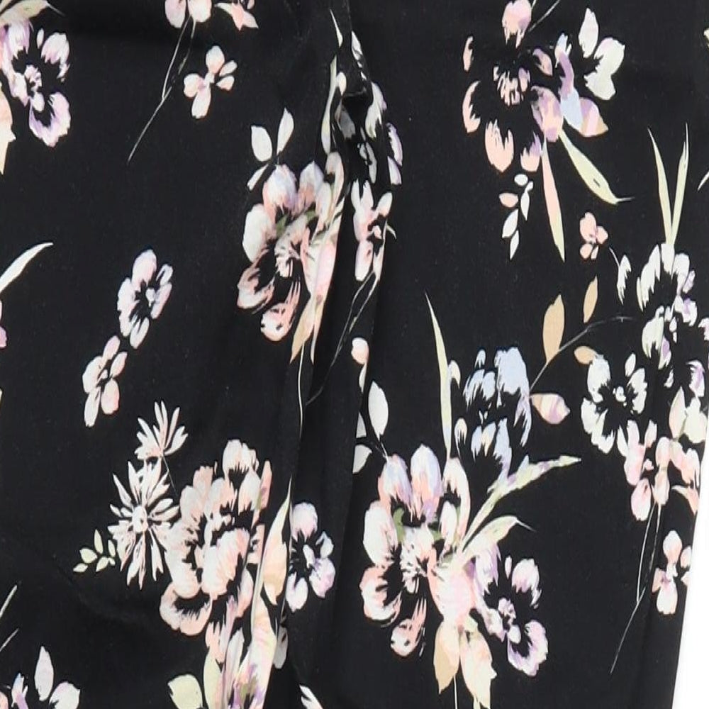 Primark Womens Black Floral  Trousers  Size 10 L26 in