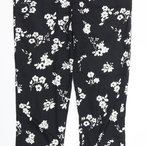 PEAOCKS Womens Black Floral  Sweatpants Trousers Size 8 L29 in