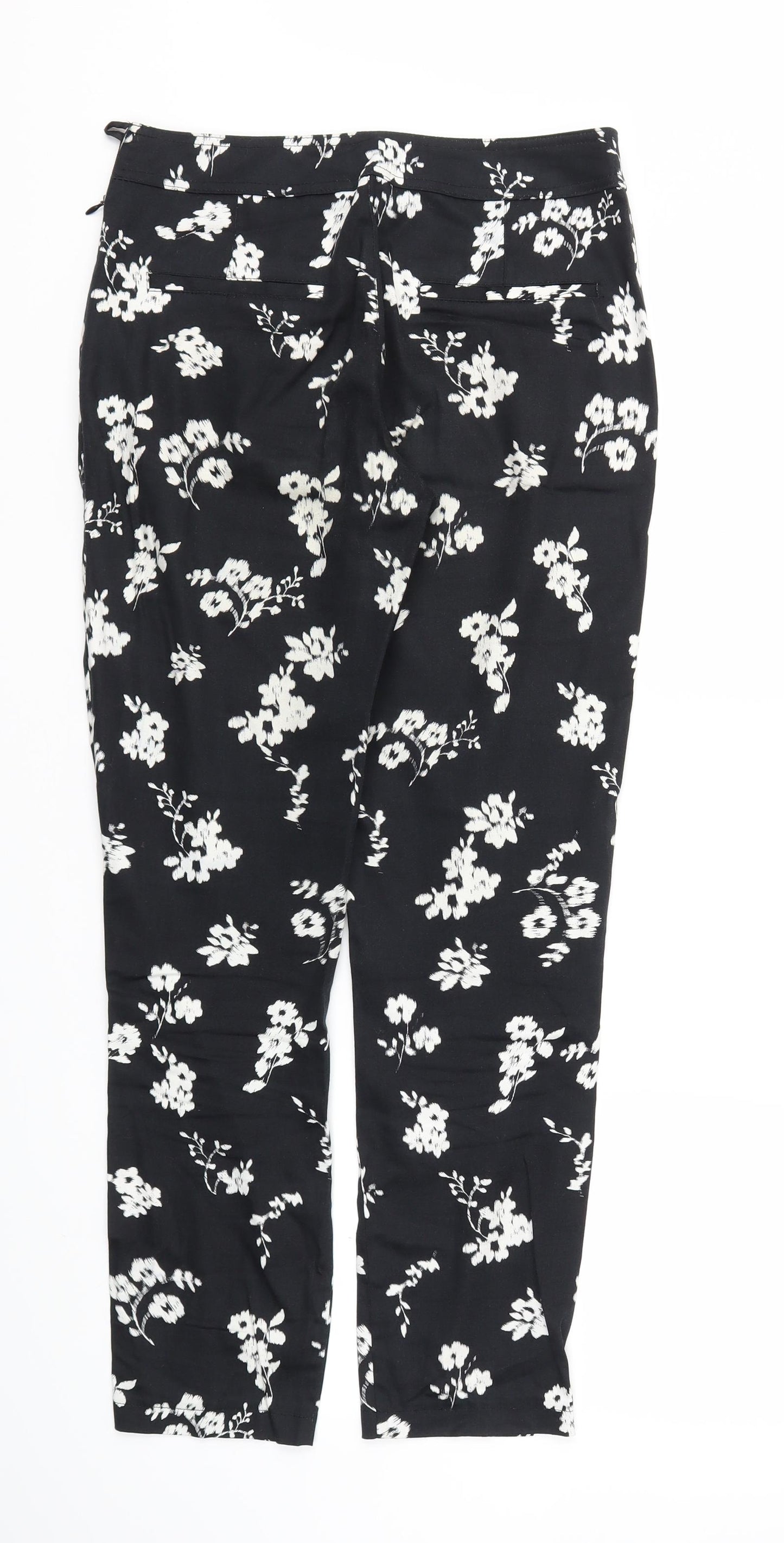 PEAOCKS Womens Black Floral  Sweatpants Trousers Size 8 L29 in