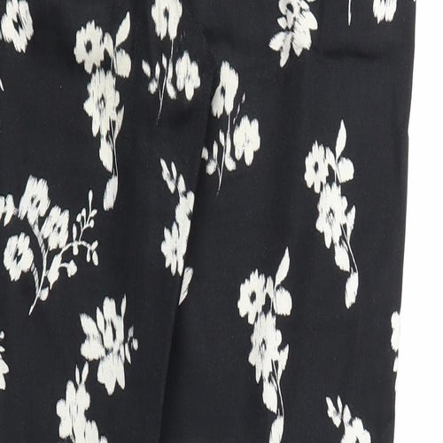 PEAOCKS Womens Black Floral  Sweatpants Trousers Size 8 L29 in