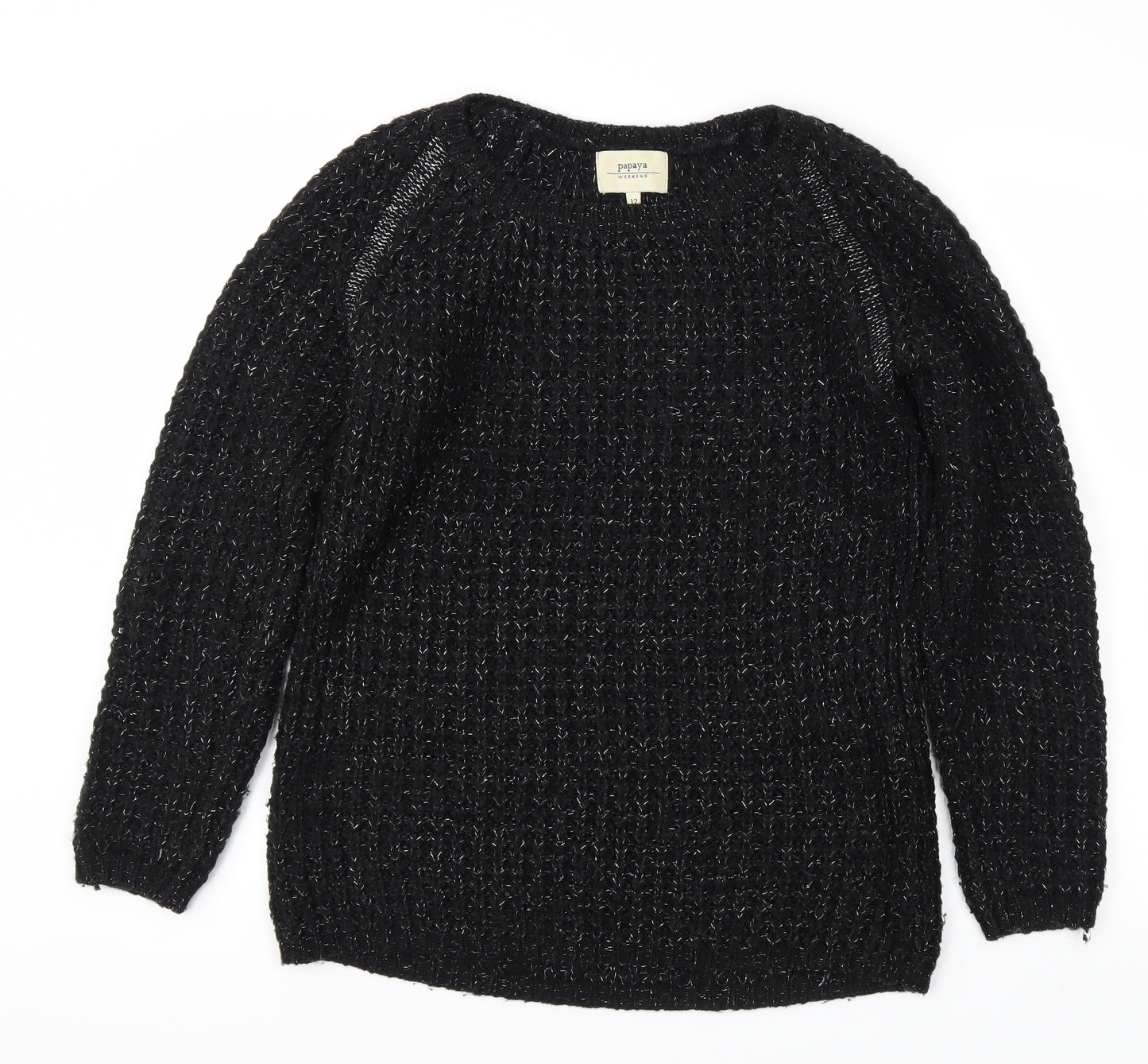 Papaya Womens Black Houndstooth  Pullover Jumper Size 12