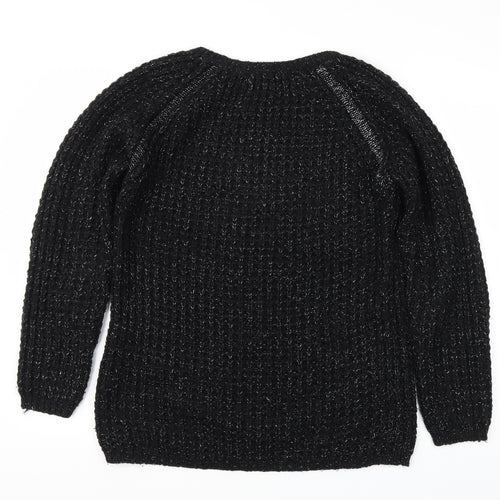 Papaya Womens Black Houndstooth  Pullover Jumper Size 12