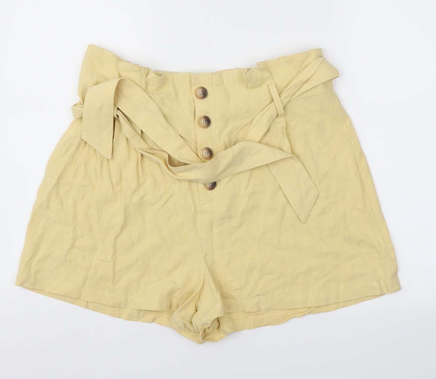 Topshop Womens Yellow   Paperbag Shorts Size 14