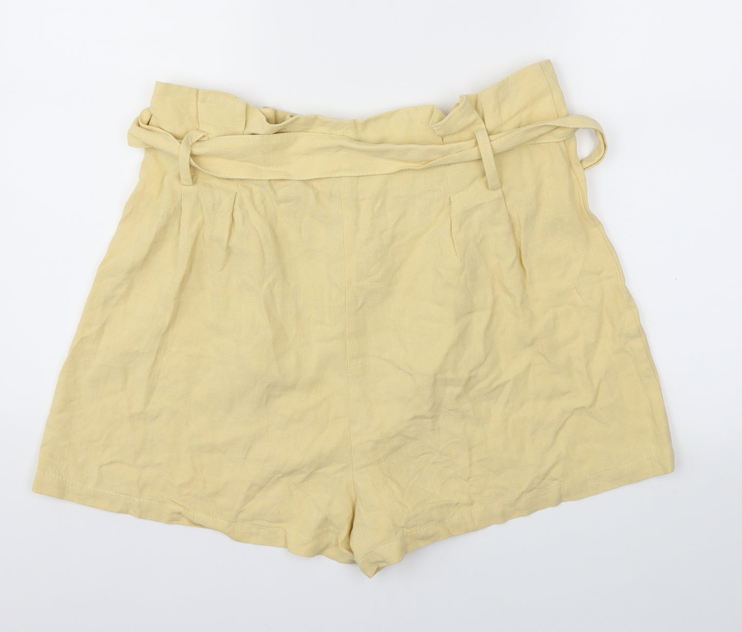 Topshop Womens Yellow   Paperbag Shorts Size 14