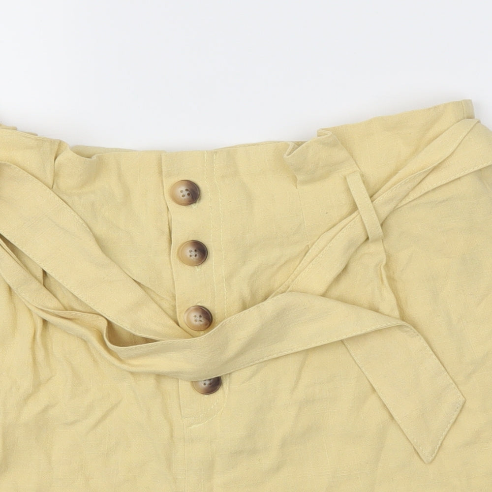 Topshop Womens Yellow   Paperbag Shorts Size 14
