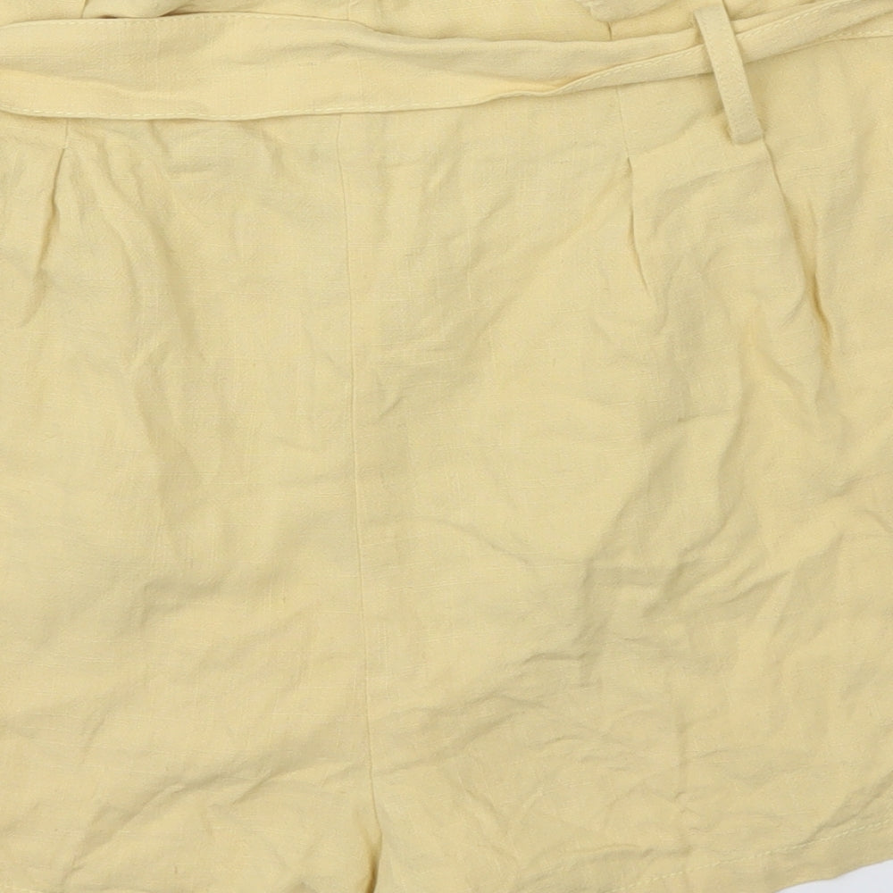 Topshop Womens Yellow   Paperbag Shorts Size 14