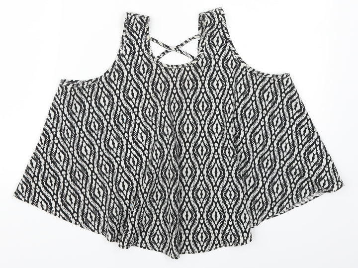 Young Dimension Girls Grey Geometric Basic Tank Size 12-13 Years