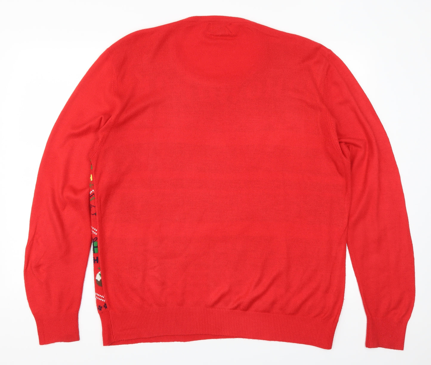 George Mens Red   Pullover Jumper Size L  - Ho Ho Ho Christmas Prints