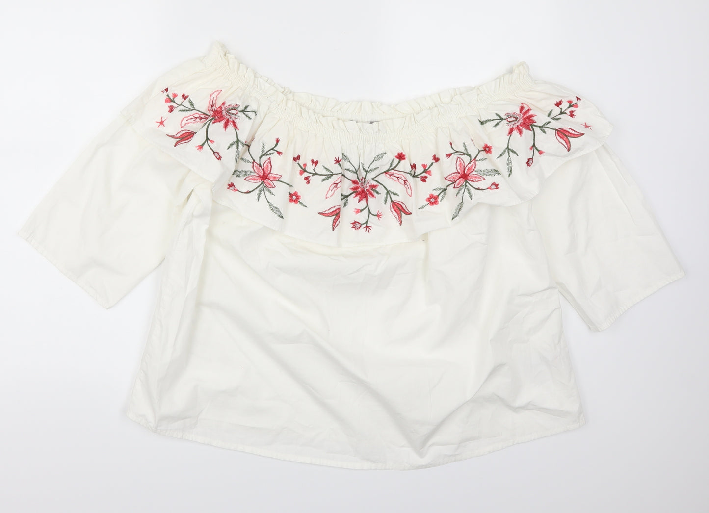 Nutmeg Womens White Floral  Basic Blouse Size 20