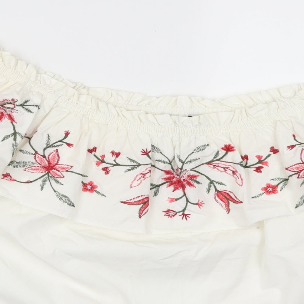 Nutmeg Womens White Floral  Basic Blouse Size 20