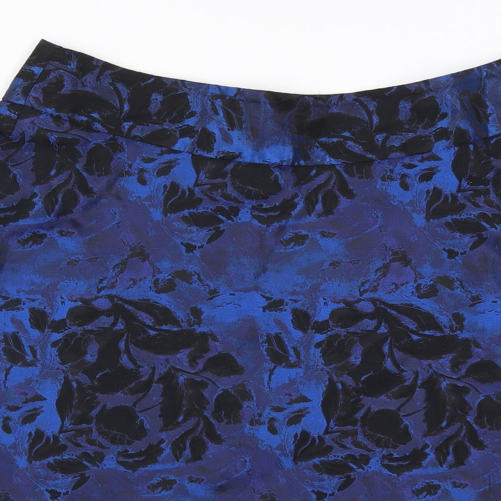 Marks and Spencer Womens Blue Floral  Skater Skirt Size 14