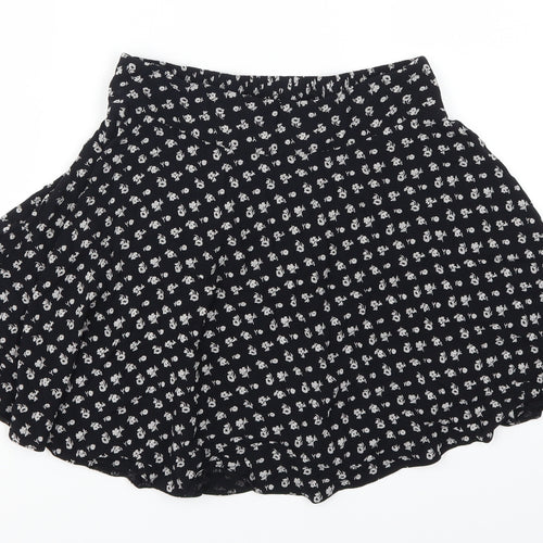 F&F Womens Black Floral  Skater Skirt Size 10
