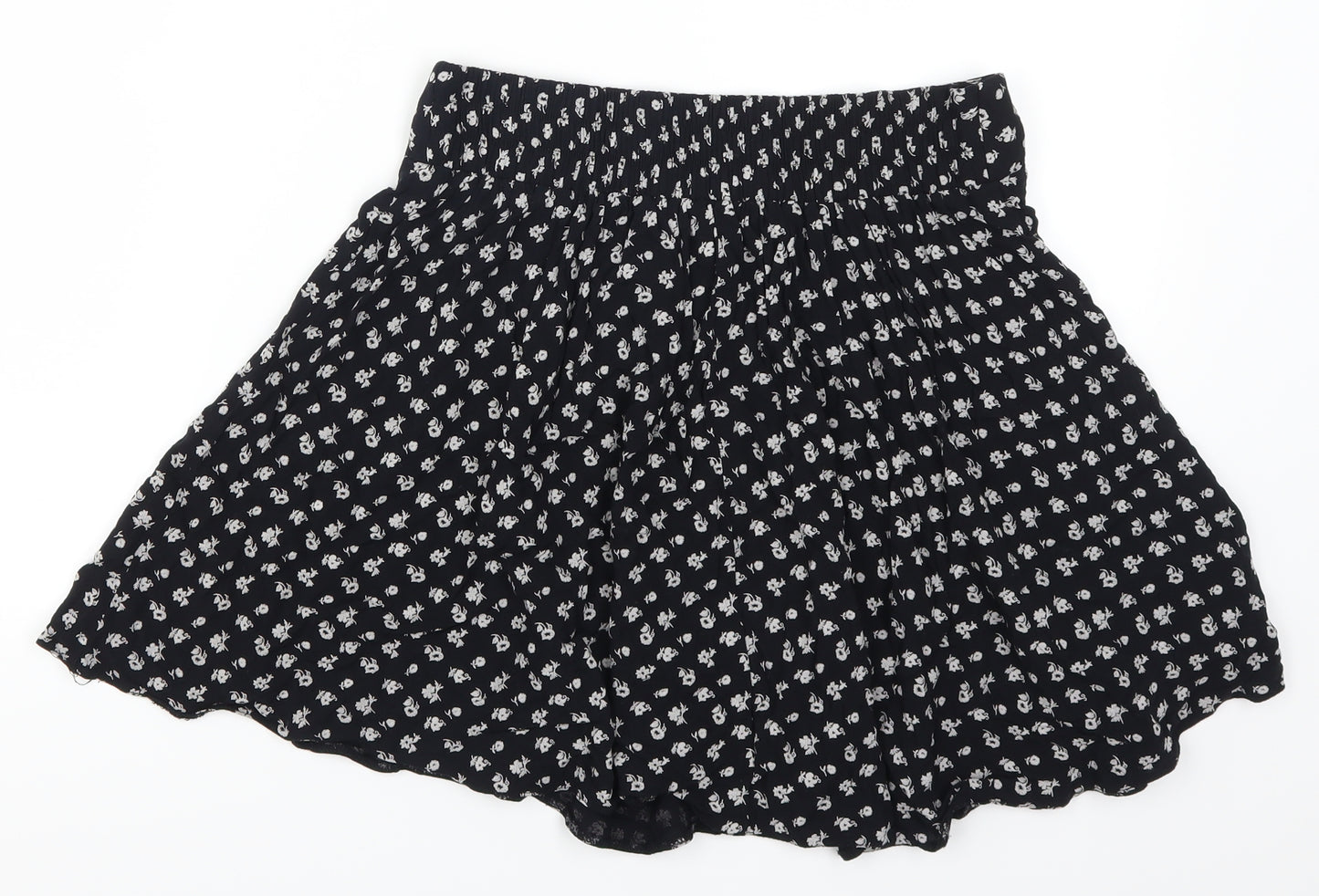F&F Womens Black Floral  Skater Skirt Size 10