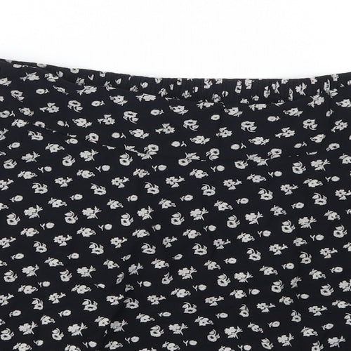 F&F Womens Black Floral  Skater Skirt Size 10