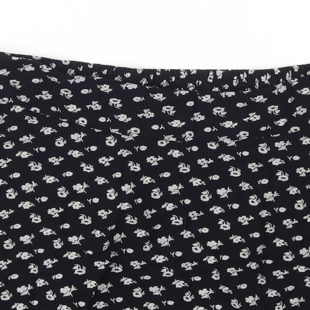 F&F Womens Black Floral  Skater Skirt Size 10