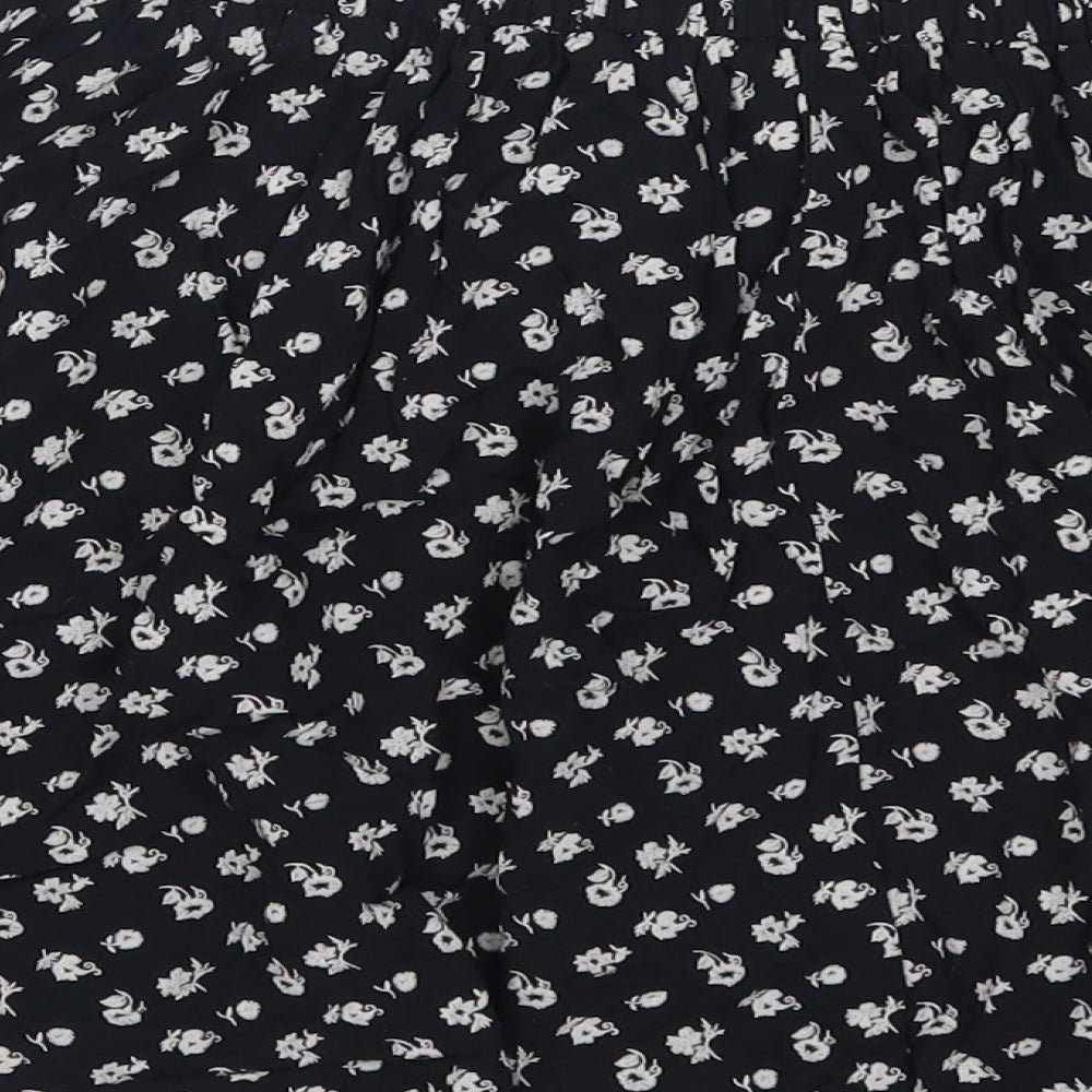 F&F Womens Black Floral  Skater Skirt Size 10