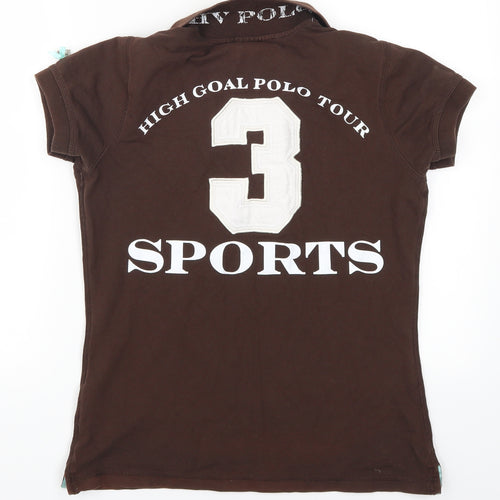 HV POLO Womens Brown   Basic Polo Size M  - High Goal Polo Tour