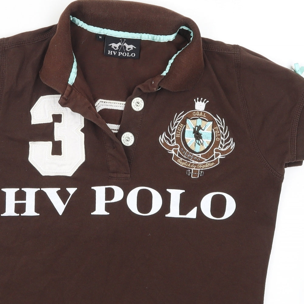 HV POLO Womens Brown   Basic Polo Size M  - High Goal Polo Tour