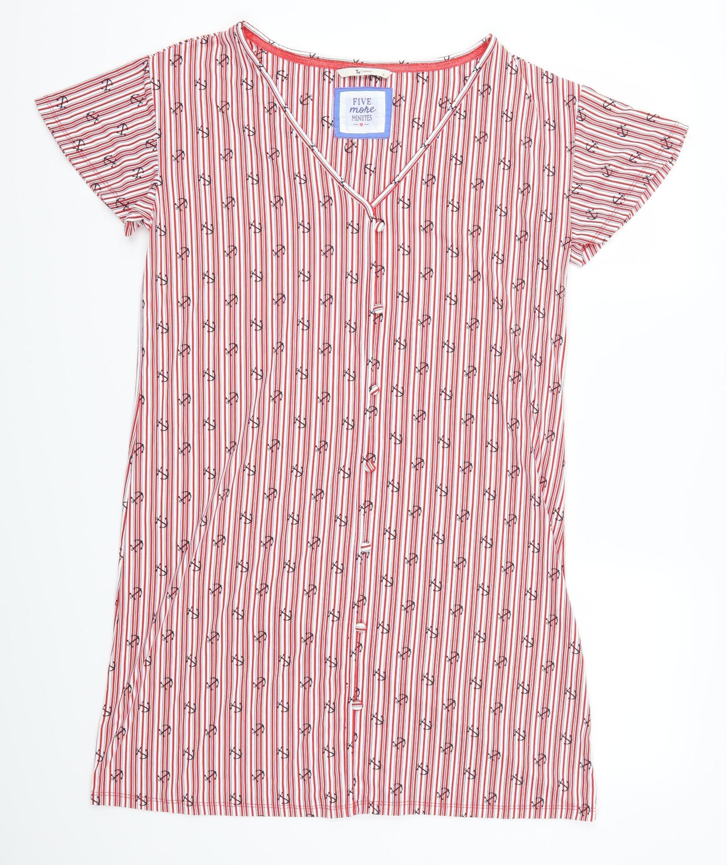TU Womens Red Striped  Top Dress Size 12  - Anchor Print