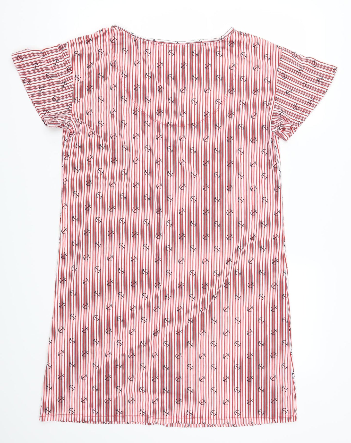 TU Womens Red Striped  Top Dress Size 12  - Anchor Print