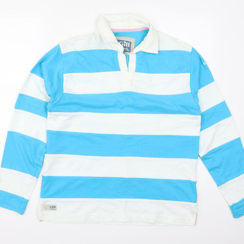 Gil Elements Womens Blue Striped  Pullover Sweatshirt Size 12
