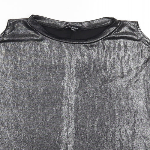 Boohoo Womens Grey   Basic T-Shirt Size 10  - Cold Shoulder