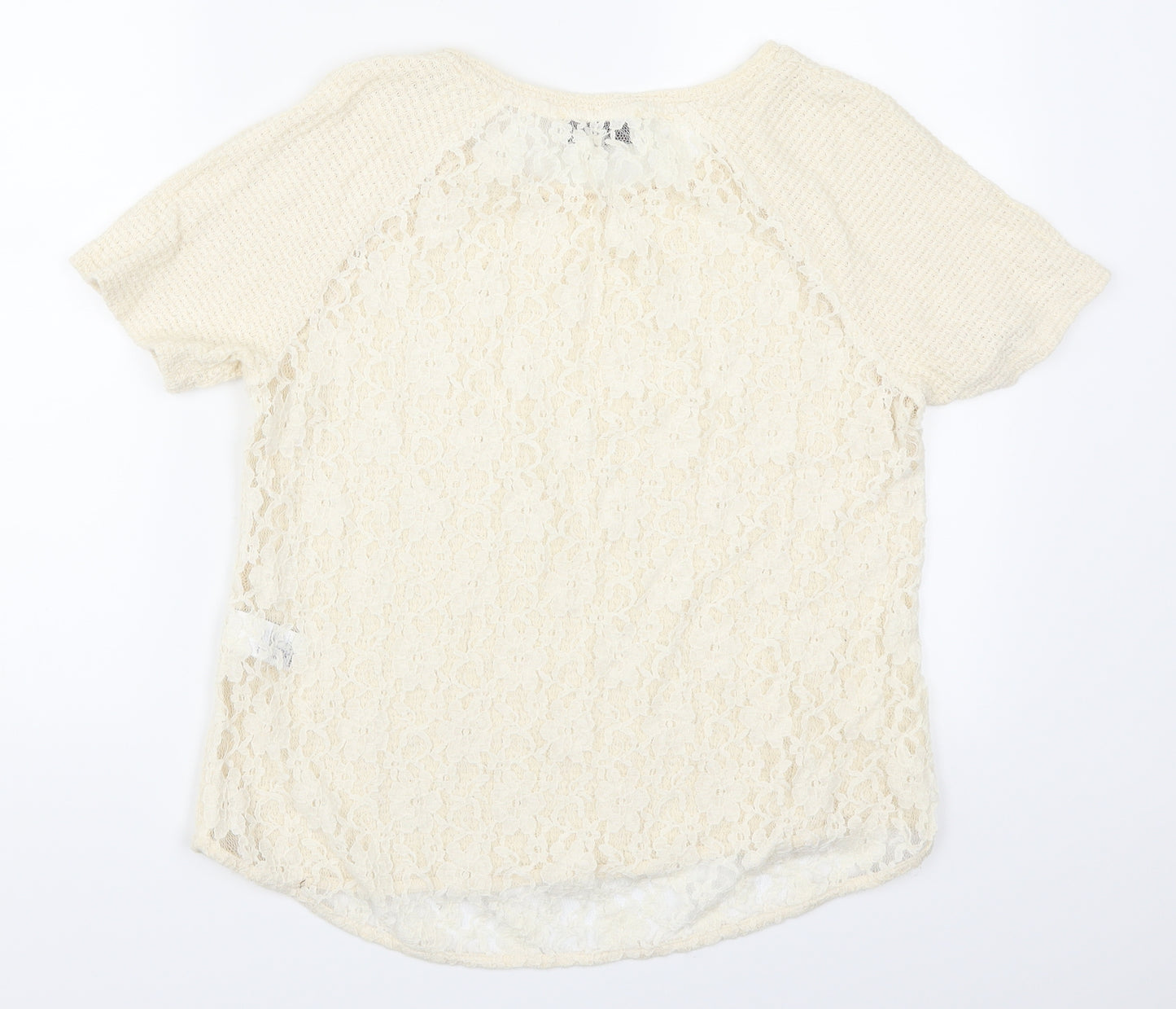 NEXT Womens Beige  Lace Basic T-Shirt Size 12