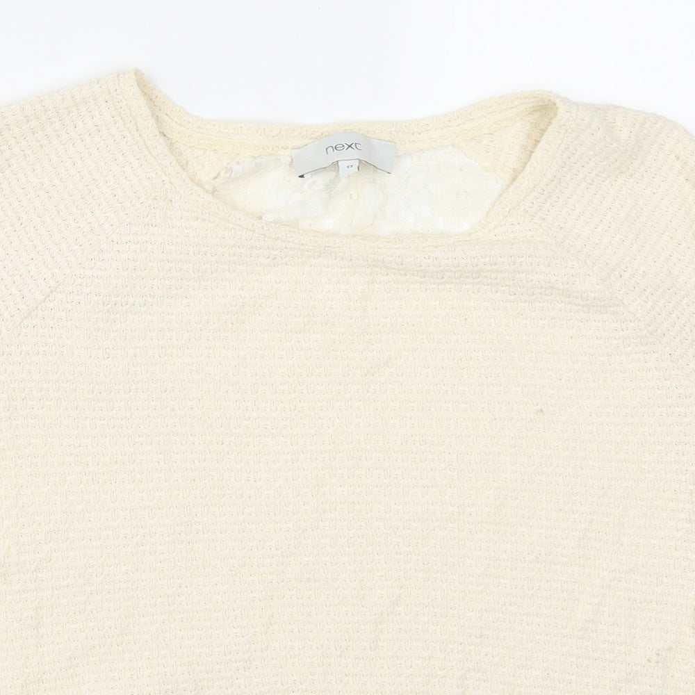 NEXT Womens Beige  Lace Basic T-Shirt Size 12