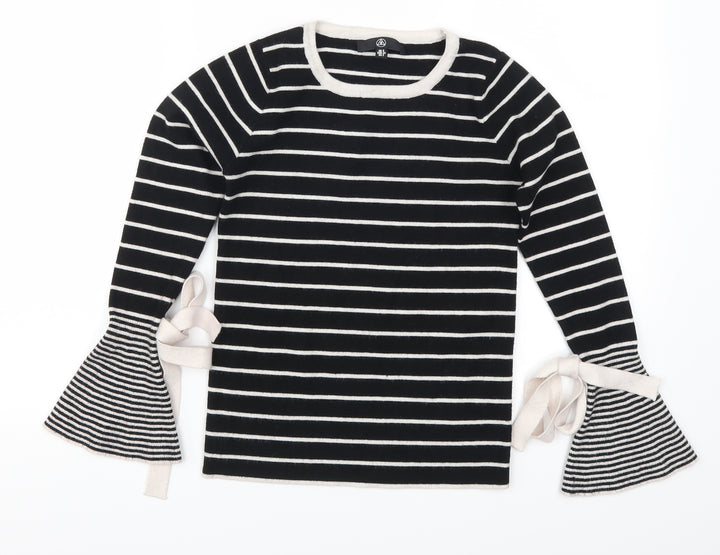Missguided Womens Black Striped  Pullover Jumper Size 6