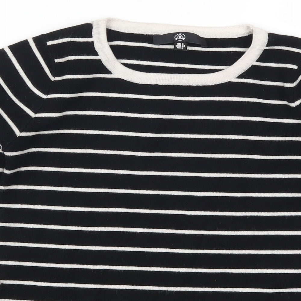 Missguided Womens Black Striped  Pullover Jumper Size 6