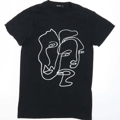 Nasty Gal Womens Black   Basic T-Shirt Size S  - Abstract Face