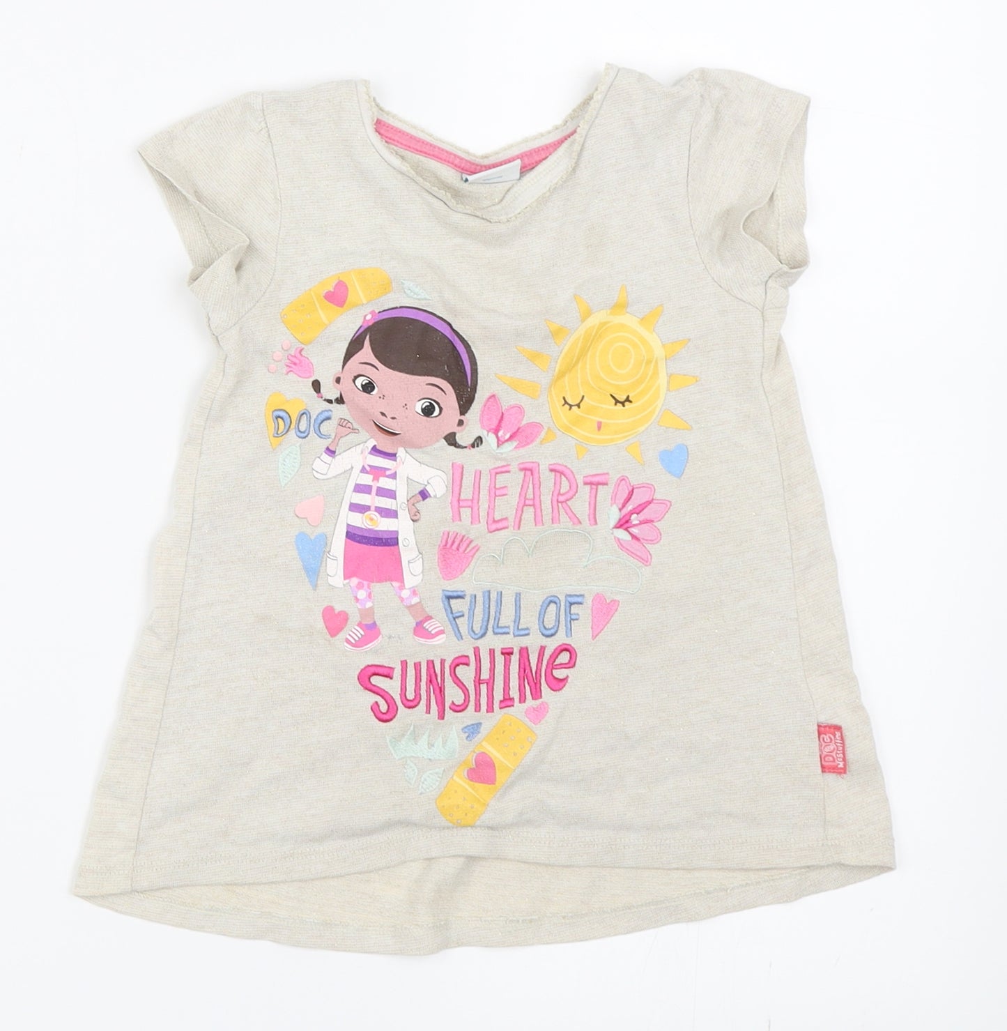 TU Girls Beige   Basic T-Shirt Size 2-3 Years  - disney
