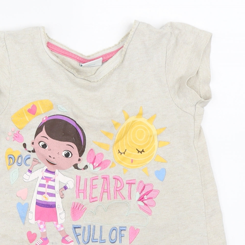 TU Girls Beige   Basic T-Shirt Size 2-3 Years  - disney