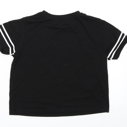 Miss Evie Girls Black   Basic T-Shirt Size 9-10 Years