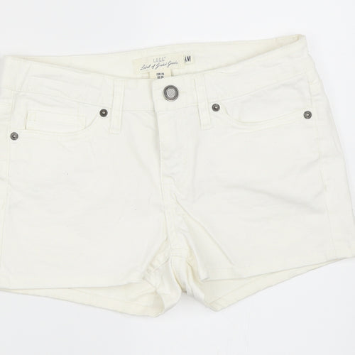 H&M Womens White  Denim Hot Pants Shorts Size 26 in