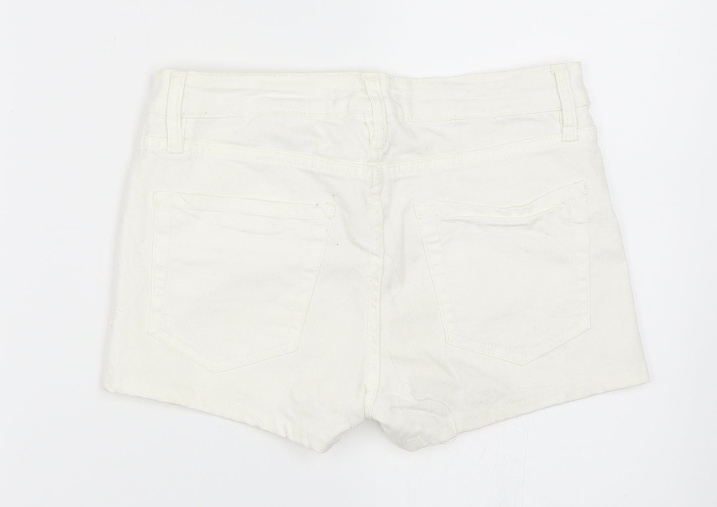 H&M Womens White  Denim Hot Pants Shorts Size 26 in