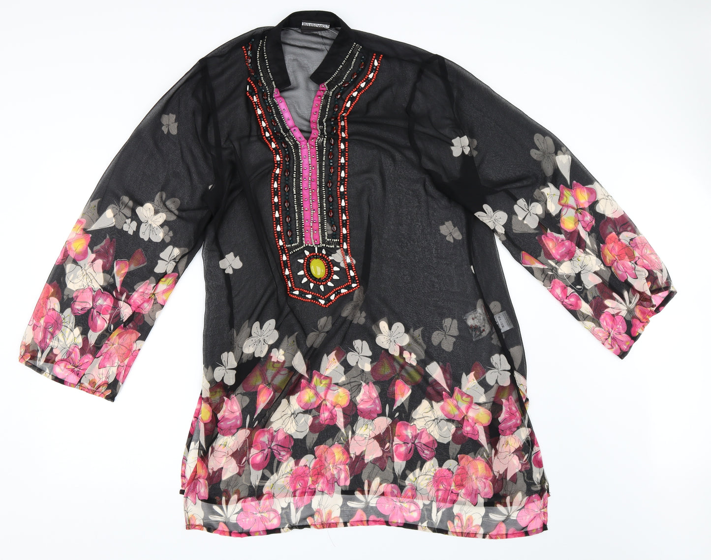 Just Elegance Womens Black   Tunic Blouse Size 18  - Beach Cover Up