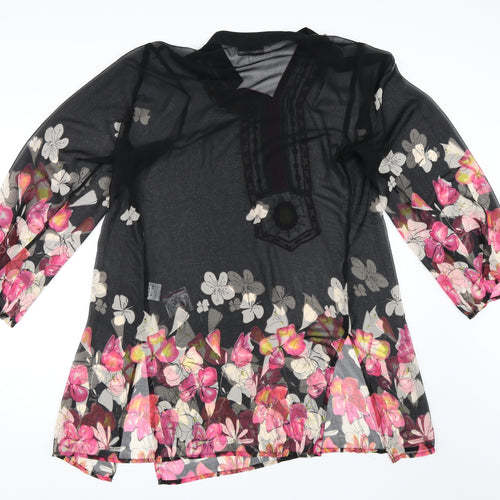 Just Elegance Womens Black   Tunic Blouse Size 18  - Beach Cover Up