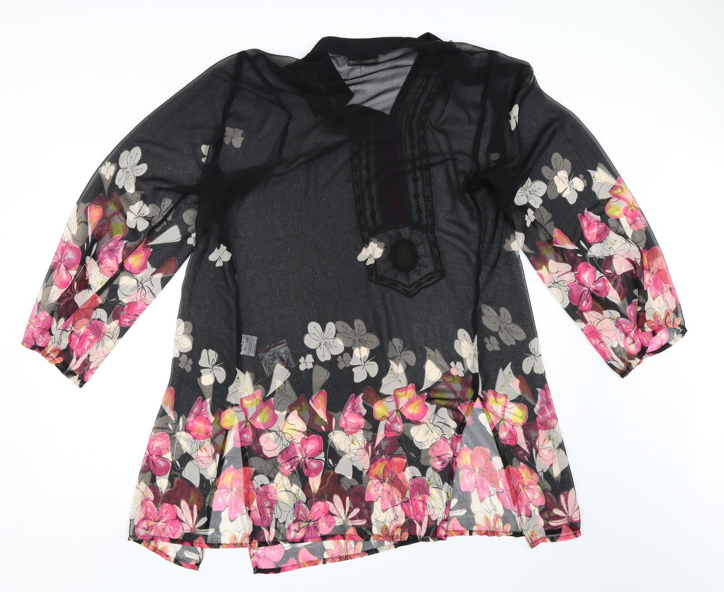 Just Elegance Womens Black   Tunic Blouse Size 18  - Beach Cover Up