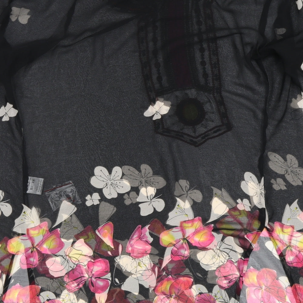 Just Elegance Womens Black   Tunic Blouse Size 18  - Beach Cover Up