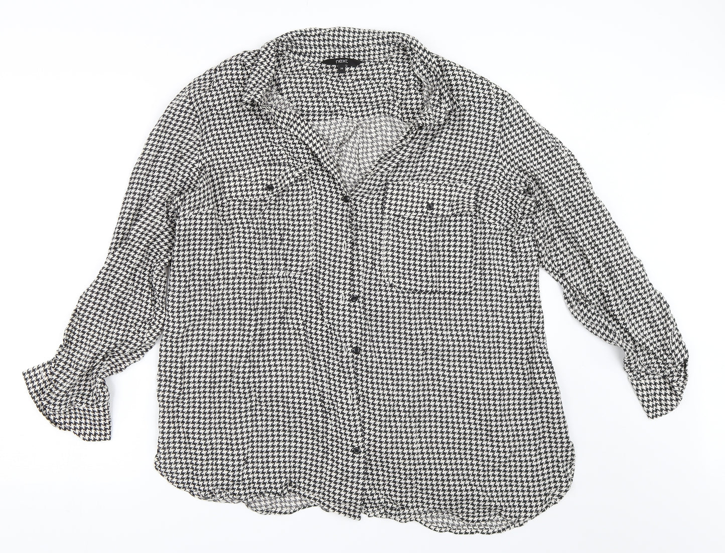 NEXT Womens White Houndstooth  Basic Button-Up Size 20