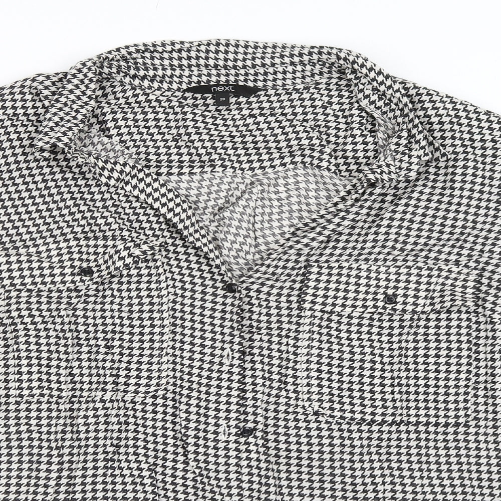 NEXT Womens White Houndstooth  Basic Button-Up Size 20