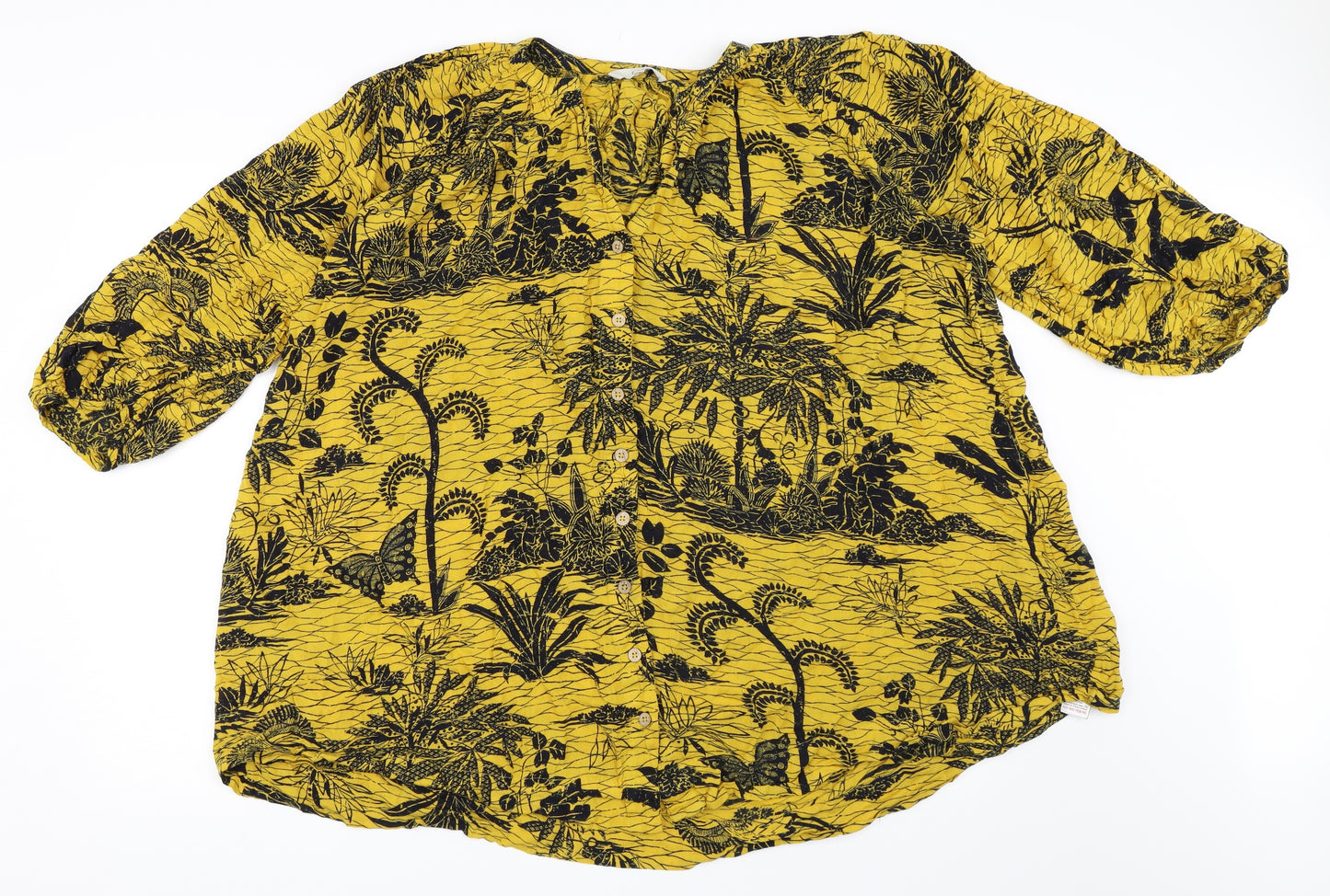 NEXT Womens Yellow   Basic Button-Up Size 20