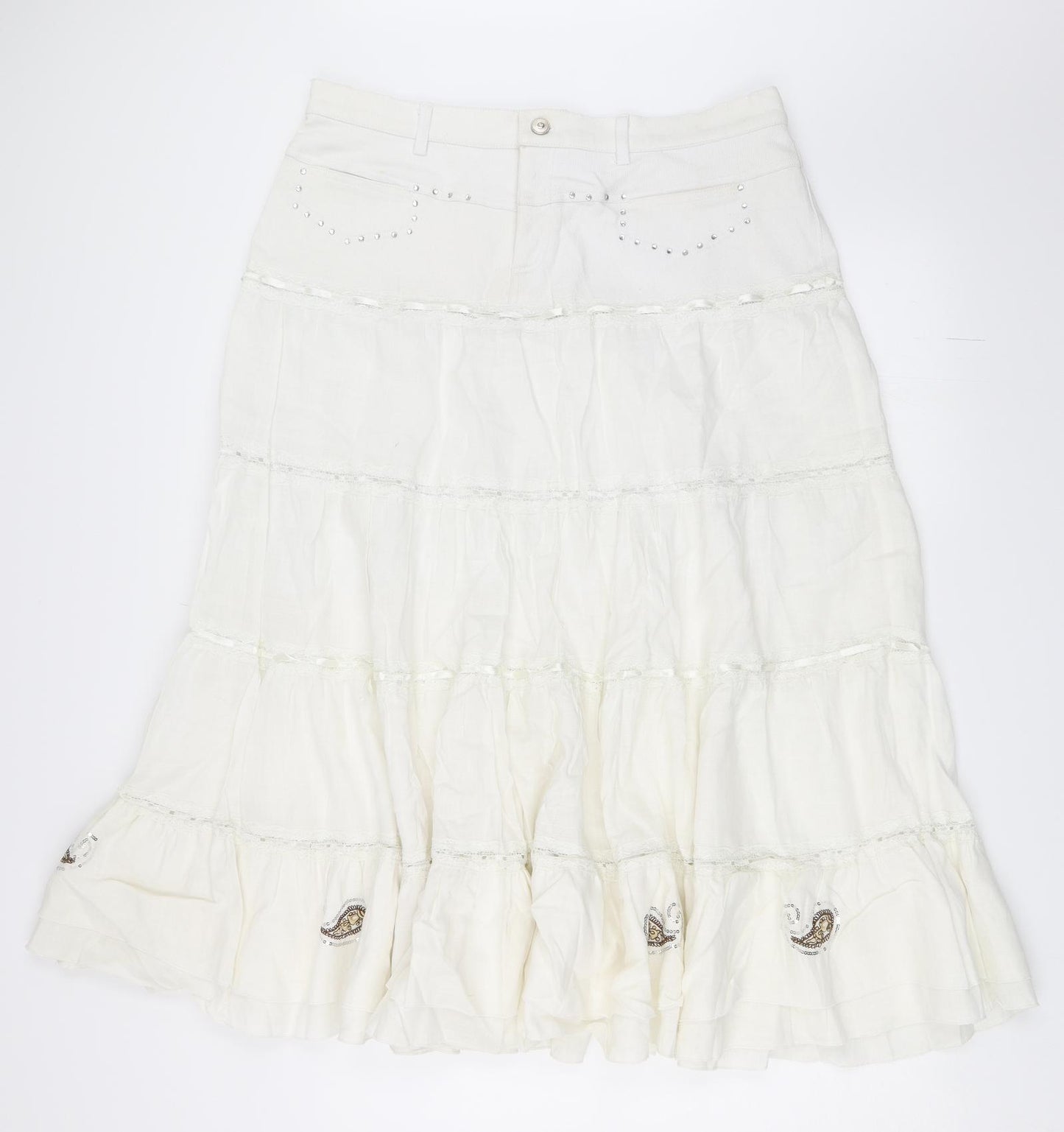 Femme Womens White   Flare Skirt Size 18