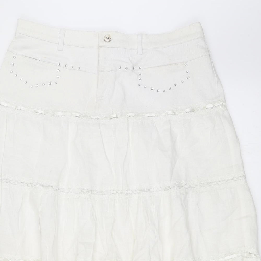 Femme Womens White   Flare Skirt Size 18